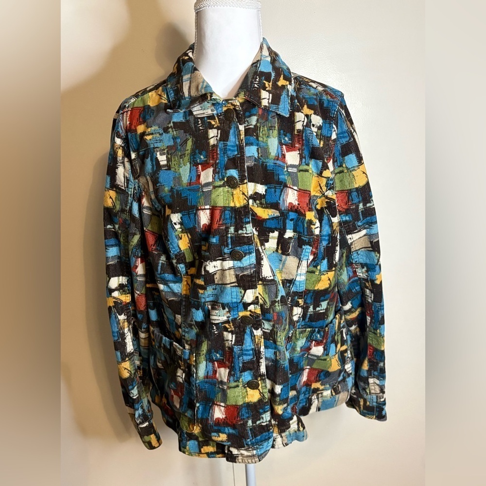 Christopher & Banks Abstract Print Women's Cotton Blazer Multicolor Size Small